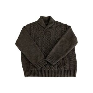 Immagini Shawl Neck Cable Knit Sweater Mens XL Brown Wool Blend Made in Italy‎